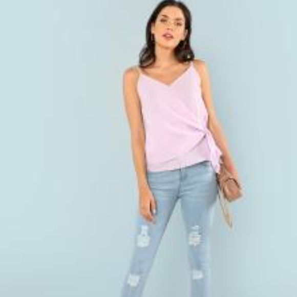 V neck wrap style top with side tie - Picture 1 of 5